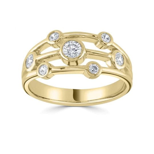 Triple Band Round Brilliant Diamond Bubble Dress Ring