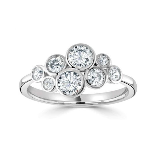 Round Brilliant Diamond Bubble Cluster Dress Ring