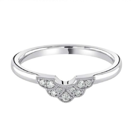 Round Brilliant Cut Diamond Vintage Inspired U-Silhouette Wedding Band