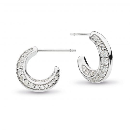 Kit Heath Bevel Cirque CZ Pavé Semi-Hoop Stud Earrings