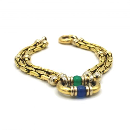 18ct Blue & Green Agate Bracelet