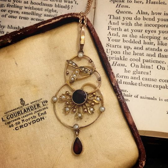 Edwardian Garnet & Seed Pearl Pendant