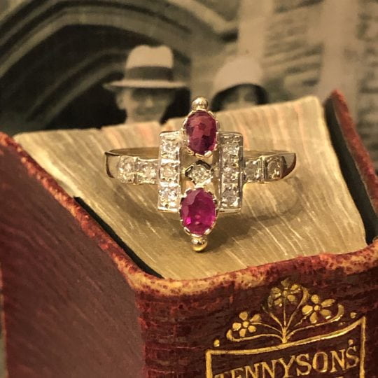 Art Deco Inspired Ruby and Diamond Ring