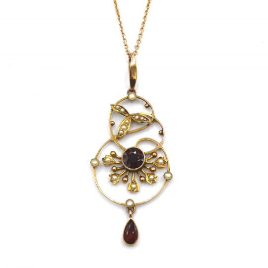 Edwardian Garnet & Seed Pearl Pendant