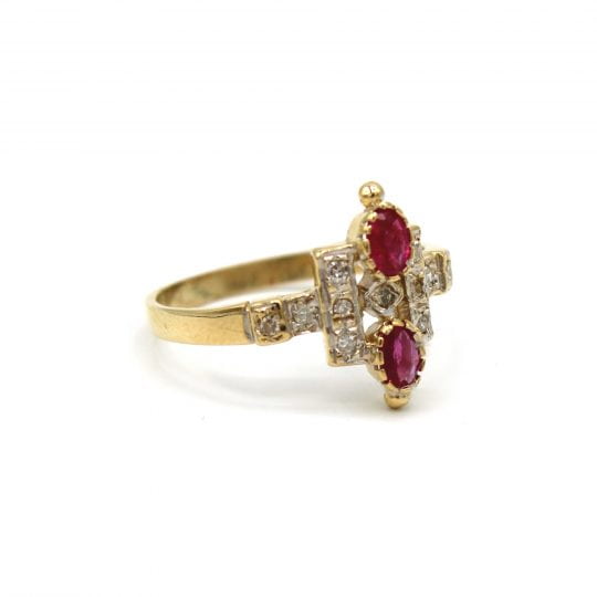 Art Deco Inspired Ruby and Diamond Ring