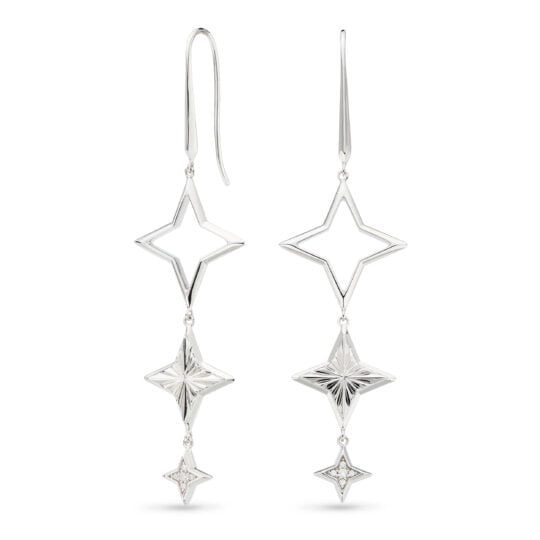 Kit Heath Revival Astoria Starburst Pavé Tri-Star Drop Earrings