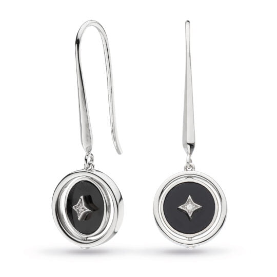 Kit Heath Astoria Nocturne Onyx & CZ Spinner Drop Earrings