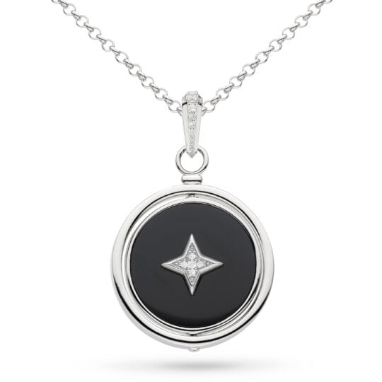 Kit Heath Astoria Nocturne Onyx & CZ Spinner Necklace