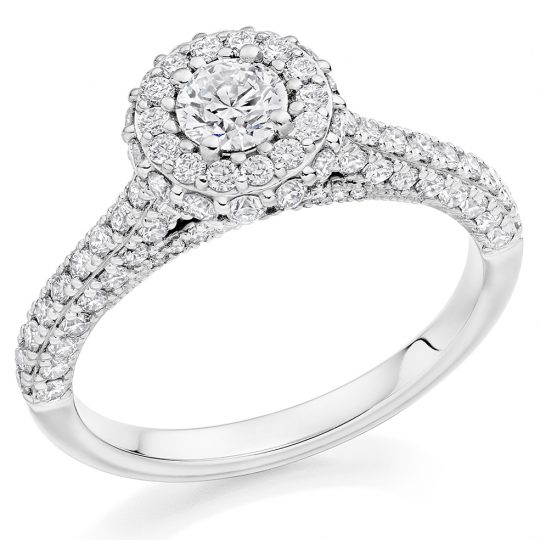 Round Brilliant Cut Diamond With Halo Engagement Ring