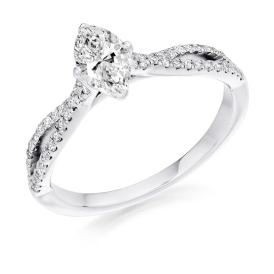 Marquise Cut Solitaire With Split Shoulders Engagement Ring