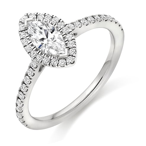 Marquise Cut Halo Engagement Ring