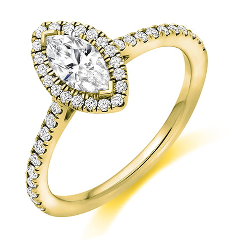 Marquise Cut Halo Engagement Ring