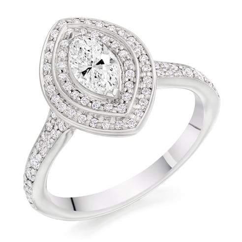 Marquise Cut Double Halo Engagement Ring