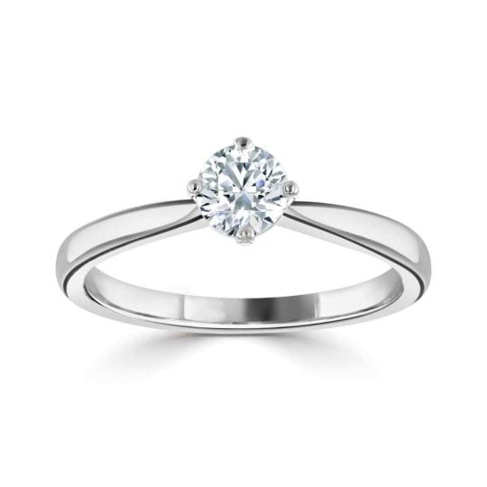 Compass Set Four Claw Solitaire With Plain Shoulders Engagement Ring