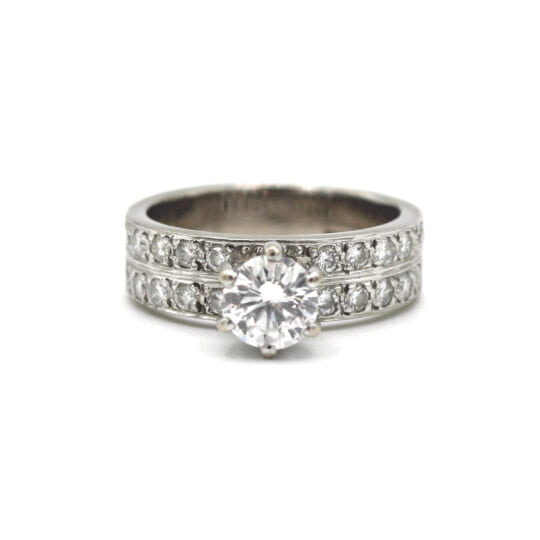 18ct Twin Band Solitaire Engagement Ring