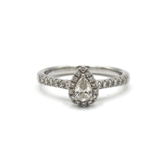 Platinum Pear Cut Diamond Halo Engagement Ring