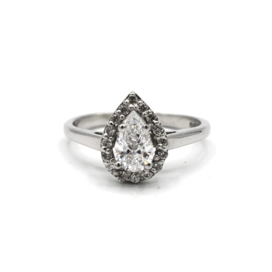 18ct Pear Cut Halo Engagement Ring