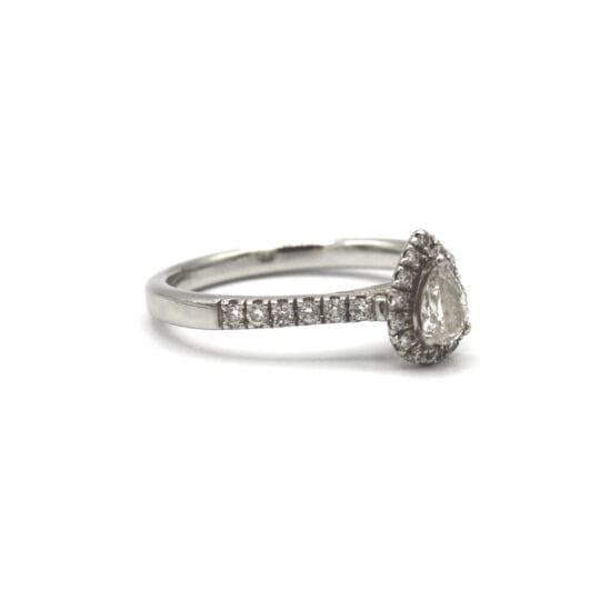 Platinum Pear Cut Diamond Halo Engagement Ring
