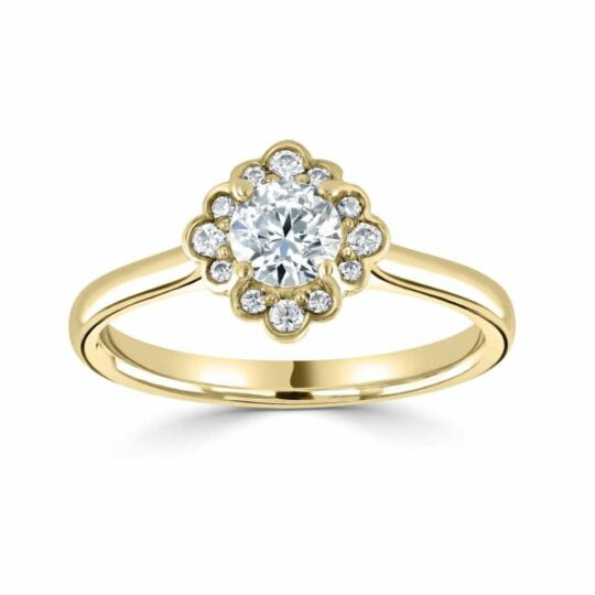 Scalloped Edge Halo Engagement Ring