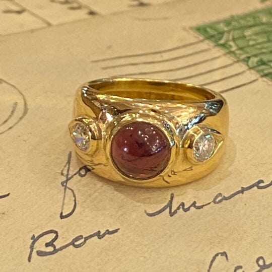 French 18ct Garnet & Diamond Ring
