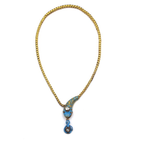 Victorian Diamond & Enamel Snake Necklace