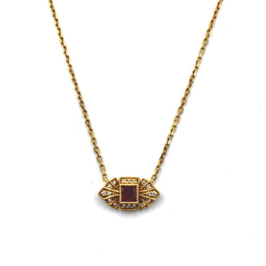 18ct Deco Style Ruby Pendant