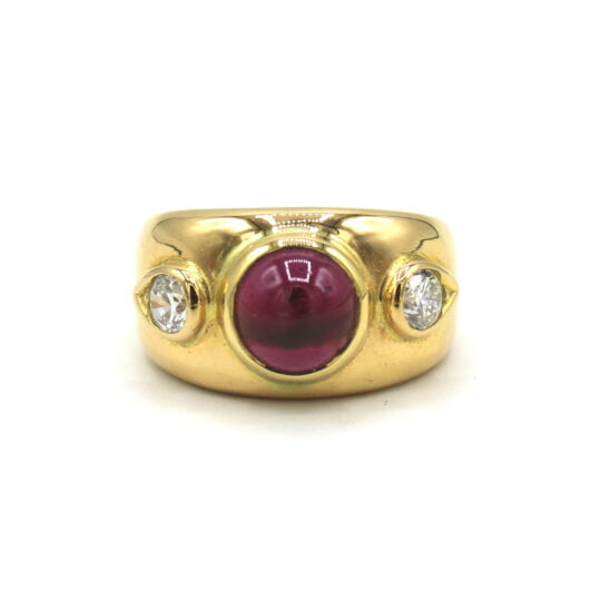 French 18ct Garnet & Diamond Ring