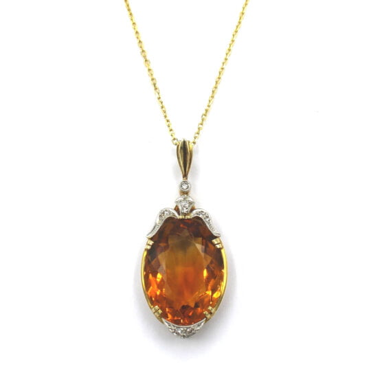 14ct Citrine & Diamond Pendant