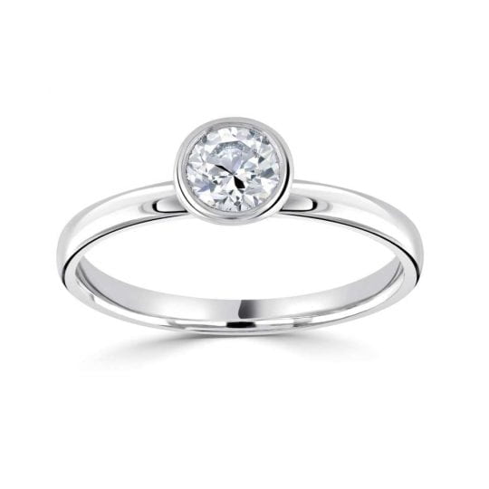 Round Rubover Solitaire With Plain Shoulders Engagement Ring