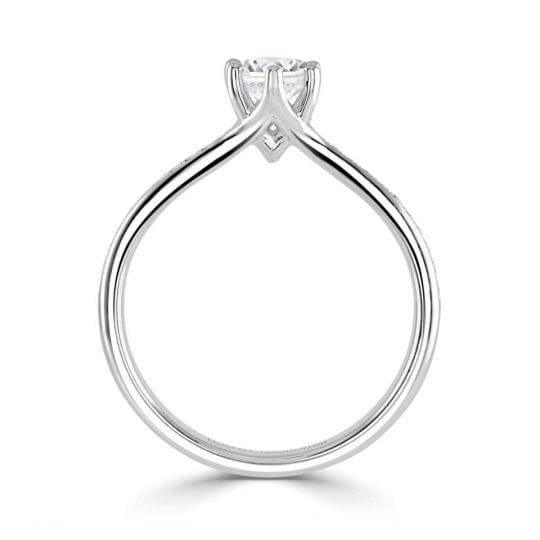 Solitaire With Diamond Set Shoulders Engagement Ring