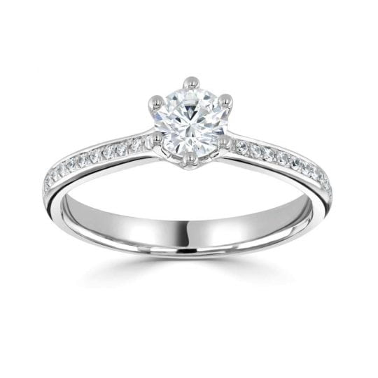 Solitaire With Diamond Set Shoulders Engagement Ring