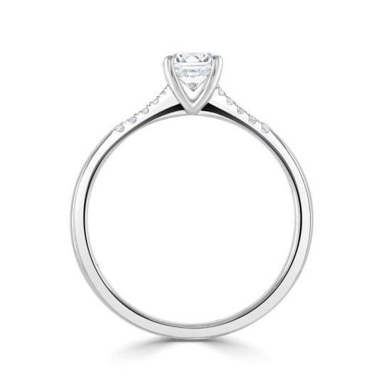 Round Solitaire With Diamond Set Shoulders Engagement Ring