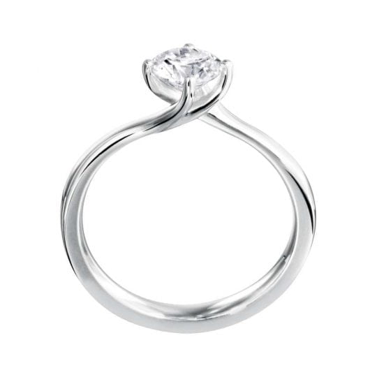 Round Twist Solitaire With Curved Plain Shoulders Engagement Ring
