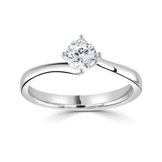 Round Twist Solitaire With Curved Plain Shoulders Engagement Ring
