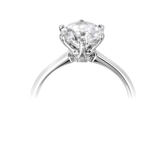 Six Claw Round Solitaire With Plain Shoulders Engagement Ring