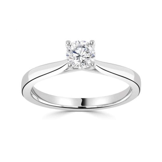 Round Solitaire With Plain Shoulders Engagement Ring