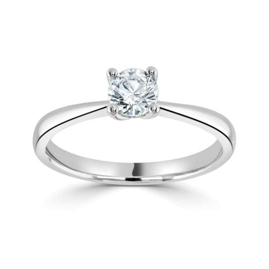 Solitaire With Plain Shoulders & Heart Detail Setting Engagement Ring