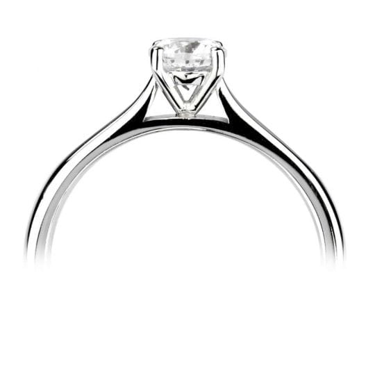 Four Claw Round Solitaire With Plain Shoulders Engagement Ring