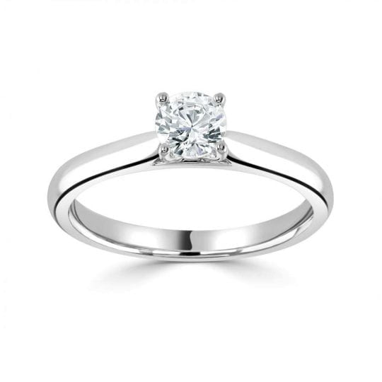 Four Claw Round Solitaire With Plain Shoulders Engagement Ring