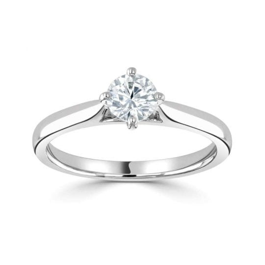 Round Solitaire With Plain Shoulders Engagement Ring