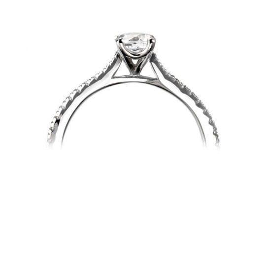 Round Solitaire With Diamond Set Tapered Shoulders Engagement Ring