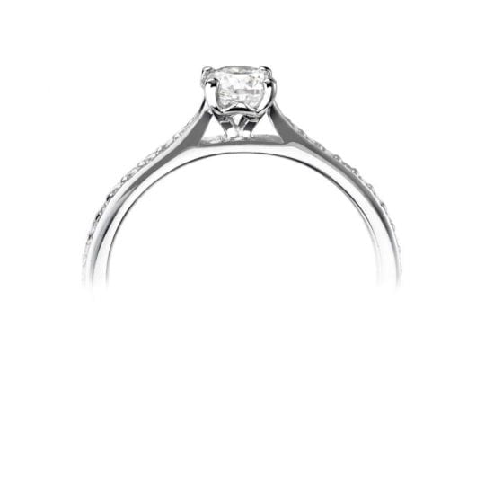 Round Solitaire With Diamond Set Shoulders Engagement Ring