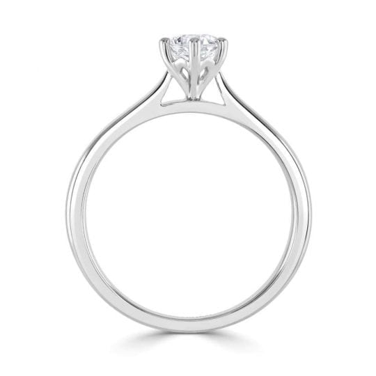 Six Claw Round Solitaire With Plain Shoulders Engagement Ring