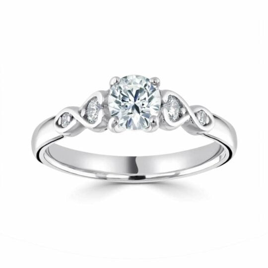 Round Solitaire With Celtic Inspired Shoulders Engagement Ring