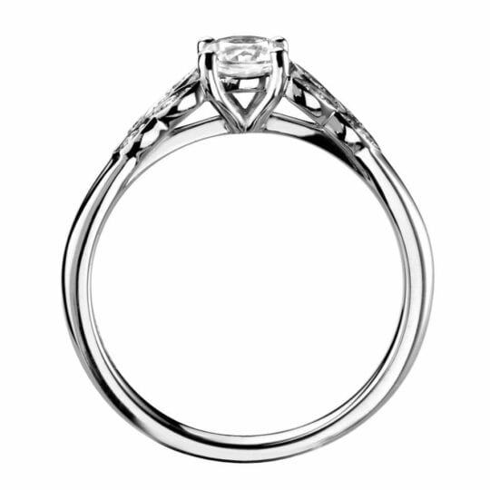 Round Solitaire With Diamond Set Shoulders Engagement Ring