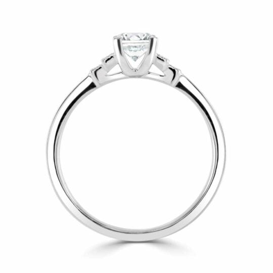 Round Solitaire With Art Deco Inspired Shoulders Engagement Ring