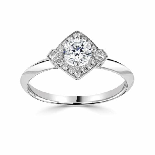 Art Deco Inspired Halo Engagement Ring