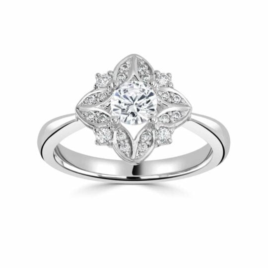 Floral Inspired Halo Engagement Ring