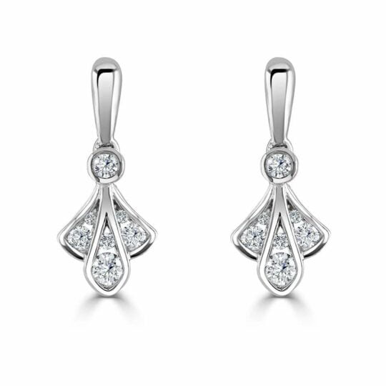 18ct Diamond Plume Earrings