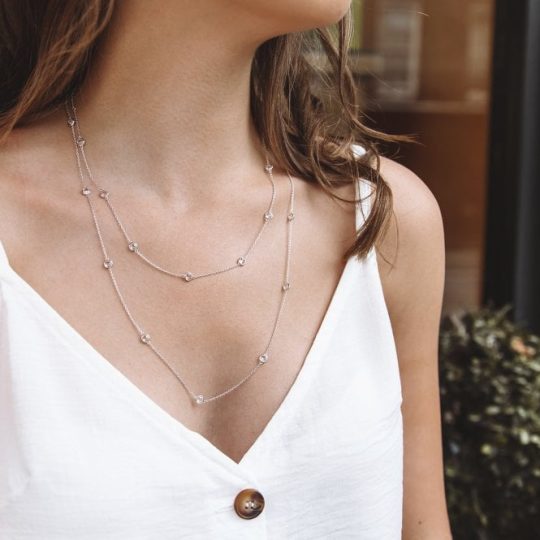 Hot Diamonds 45cm Tender White Topaz Intermittent Necklace